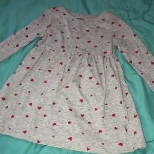 Gray with red hearts size 2t long sleeve dress